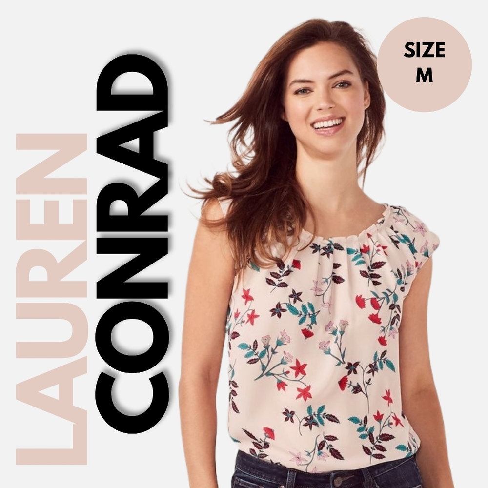BOGO LC Lauren Conrad Pleated Floral Blouse Size M